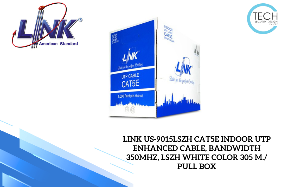 LINK US-9015LSZH CAT5E Indoor UTP Enhanced Cable, Bandwidth 350MHz, LSZH White Color 305 M./ Pull Box