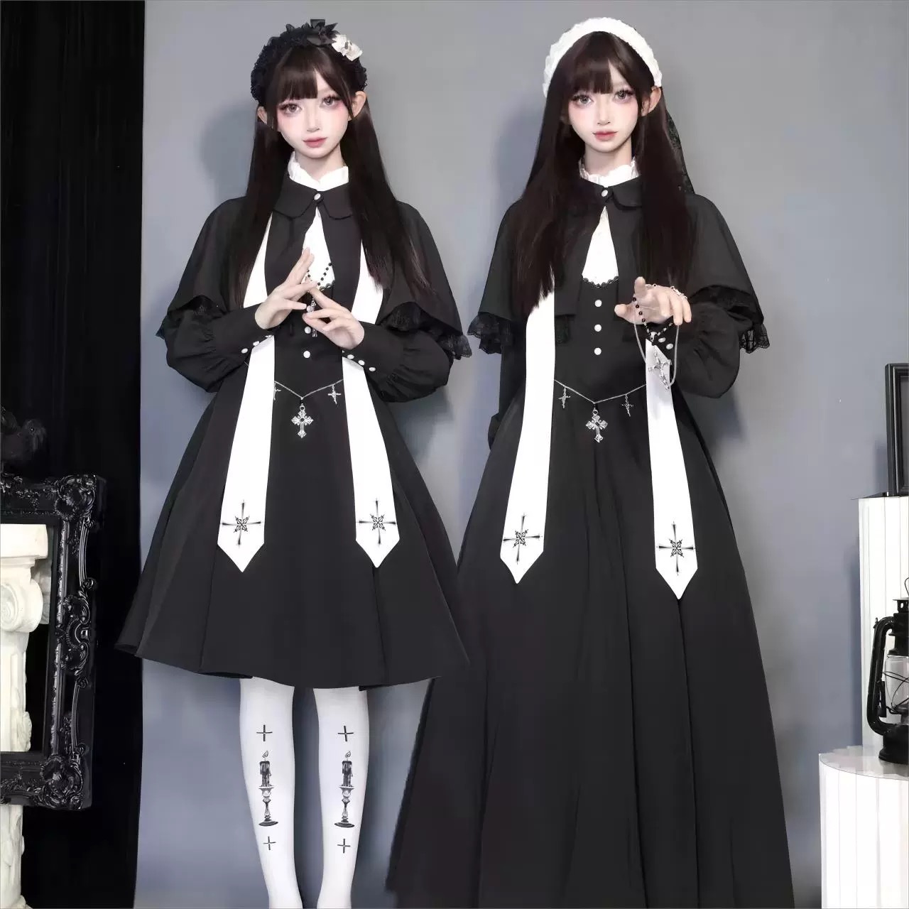 【二团มัดจำ】修女晨颂夜祷连衣裙法式CLA优雅复古Lolita六片裁