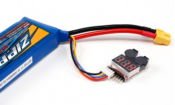 Lipo Voltage Checker (2S~8S) & Alarm ตัววัดแบต ตั้งเตือนได้