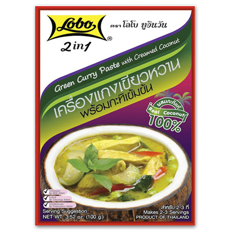 เครื่องแกงเขียวหวานพร้อมกะทิเข้มข้น 100 กรัม / Green Curry Paste with Creamed Coconut 100 gram.