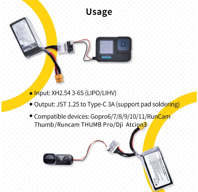 Speedybee Camera BEC Balance Power Plug ใช้แปลงไฟแบตลิโพ 3-6เซล ไฟออก 5V 3A ใช้กับ Gopro , RunCam , DJI