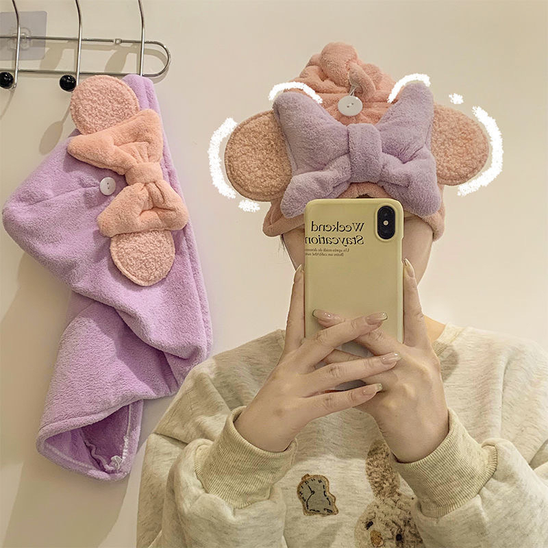 หมวกเช็ดผม ผ้าเช็ดผม หูโบว์ รหัส TC51