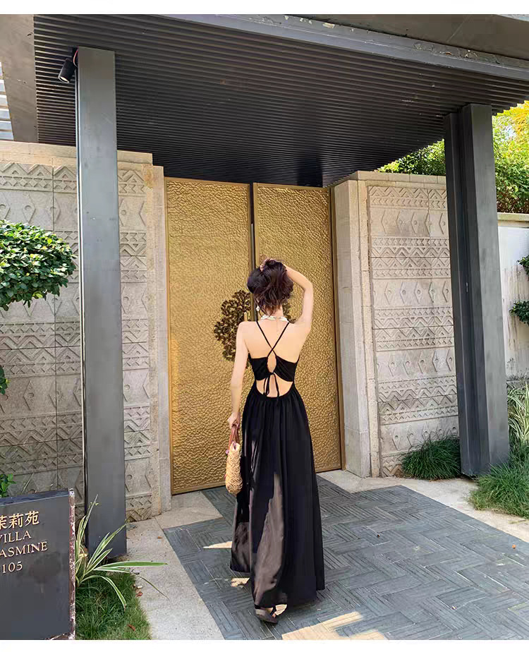 เดรสยาว โชว์หลัง พร้อมส่ง CN6826