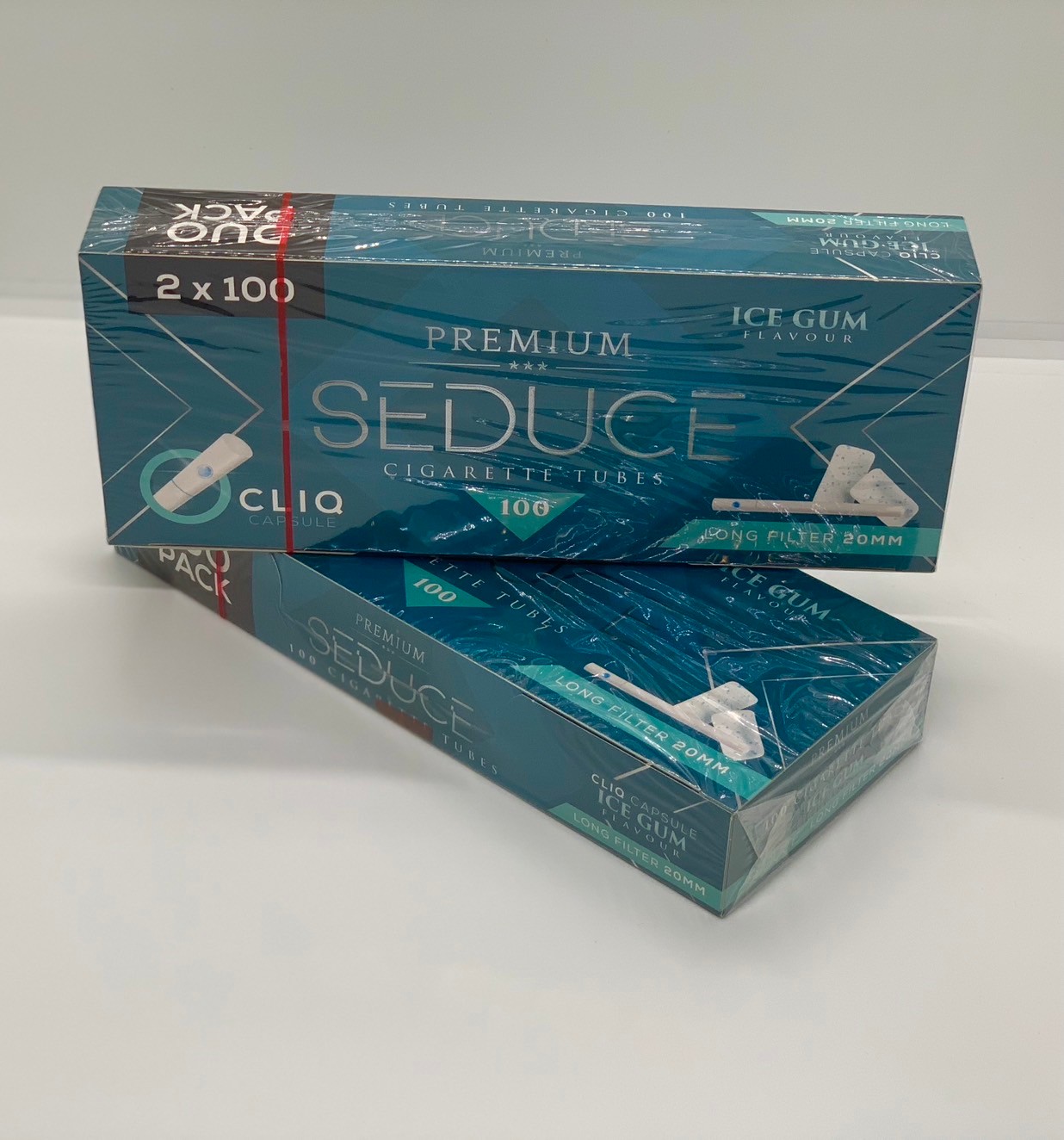 Seduced 2 กล่อง ก้นกรองบุหรี่ รุ่นเม็ดบีบเย็นหมากฝรั่ง รวม 200 มวน ความยาว 20 มม.