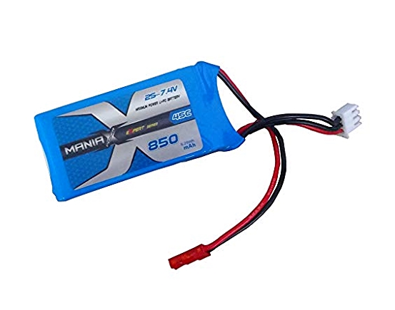 ManiaX 2S 7.4V. 850mAh 45C JST plug Lipo battery pack