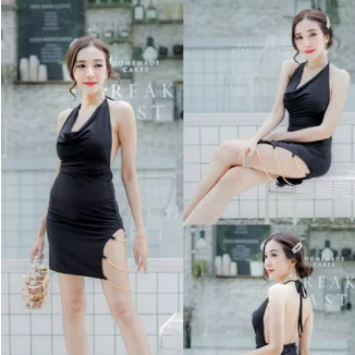 เดรส ขาโซ่ ผูกคอ สุดเซ็กซี่ ชุดเดรสกระโปรงสั้น (D493,D480)
