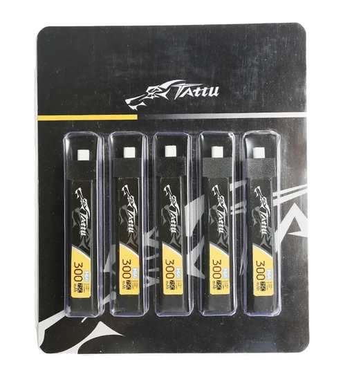 Tattu 1S 300mAh 3.8V HV 75C Lipo Battery Pack 5pcs / PH2.0 & BT2.0
