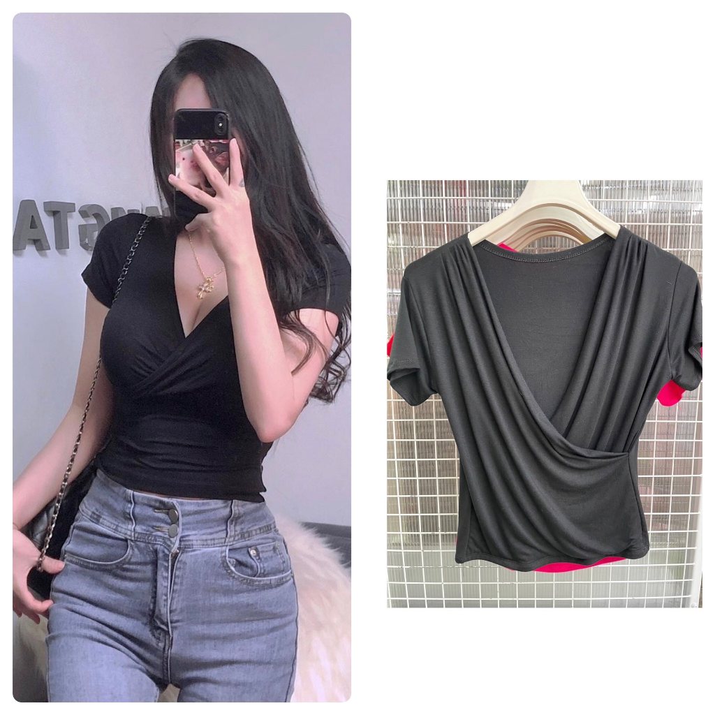 เสื้อยืด เสื้อครอปเซ็กซี่ ผ้าเรย่อน นิ่มยืดใส่สบาย มีหลายแบบ