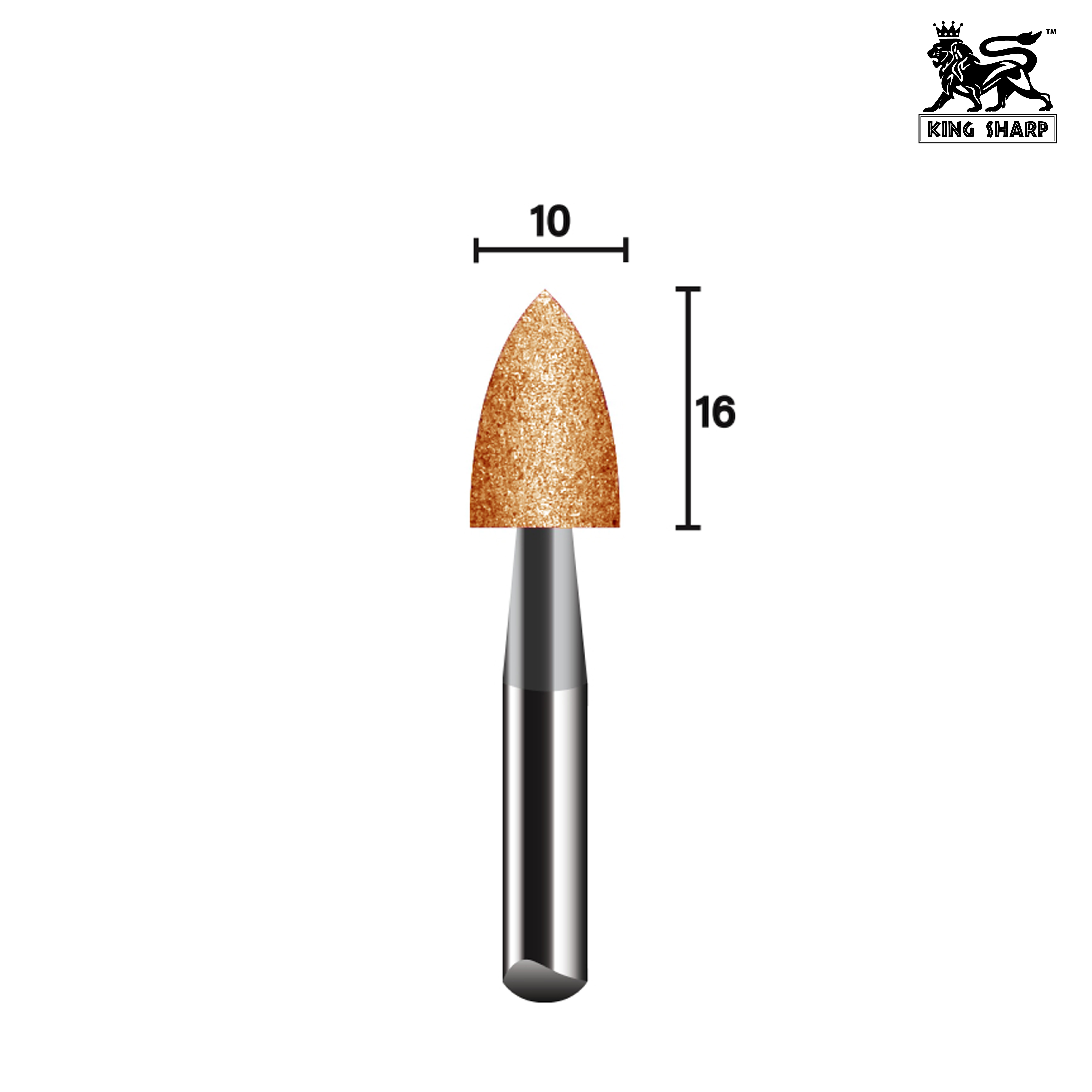 หินเจียรมีแกน KINGSHARP A03 38A60QV40 10x16x6 mm.