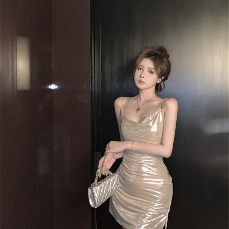 เดรสเซ็กซี่ สายเดี่ยว สีเมทัคลิค CN2545