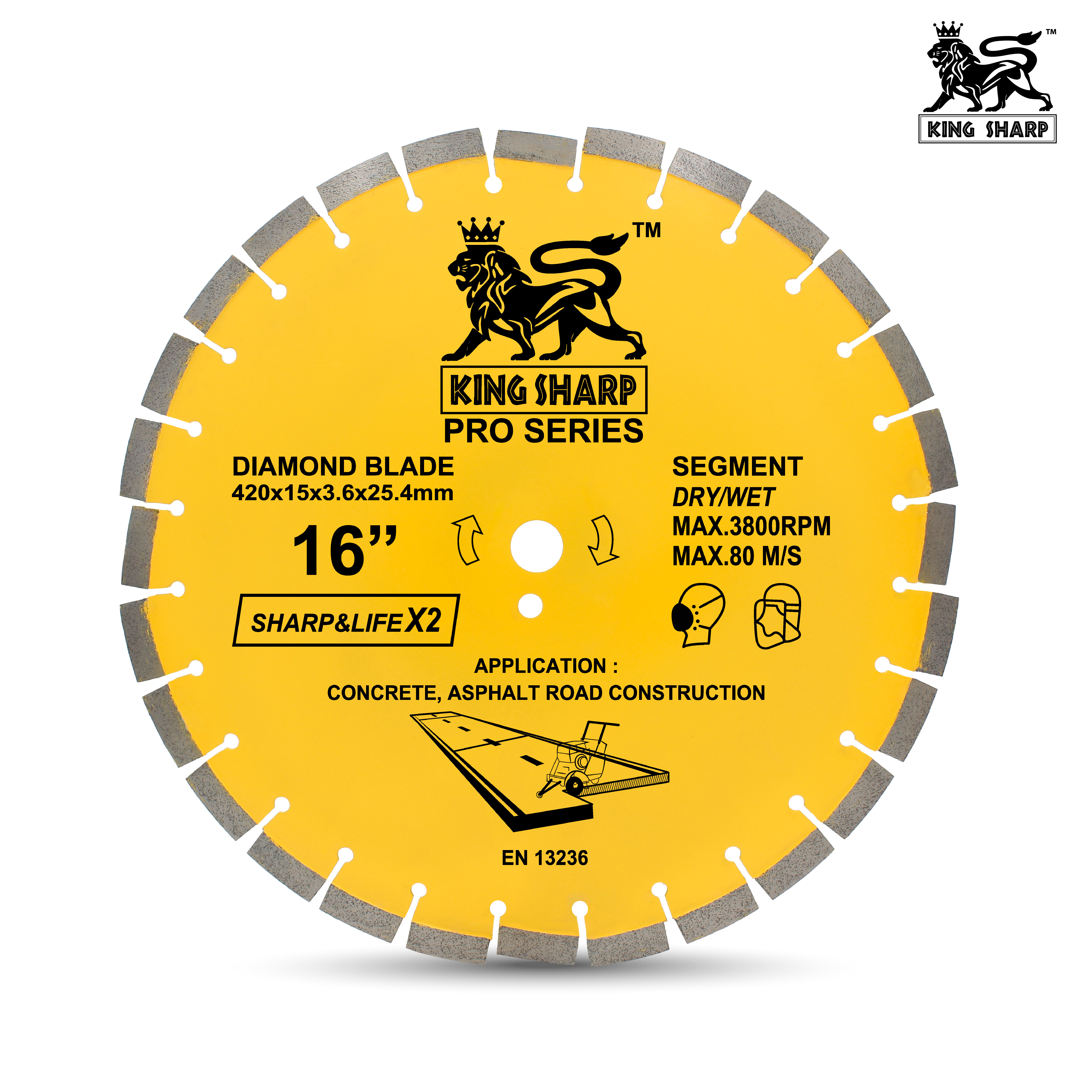 ใบเพชรตัดหิน KINGSHARP (SEGMENT) 420x15x3.6x25.4 mm.
