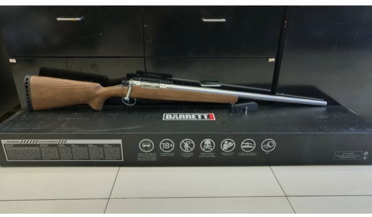 สไนเปอร์แก๊สชักยิง- EMG Barrett Fieldcarft Airsoft Top Gas Air Cocking Rifle - Wood/Silver ไม้แท้