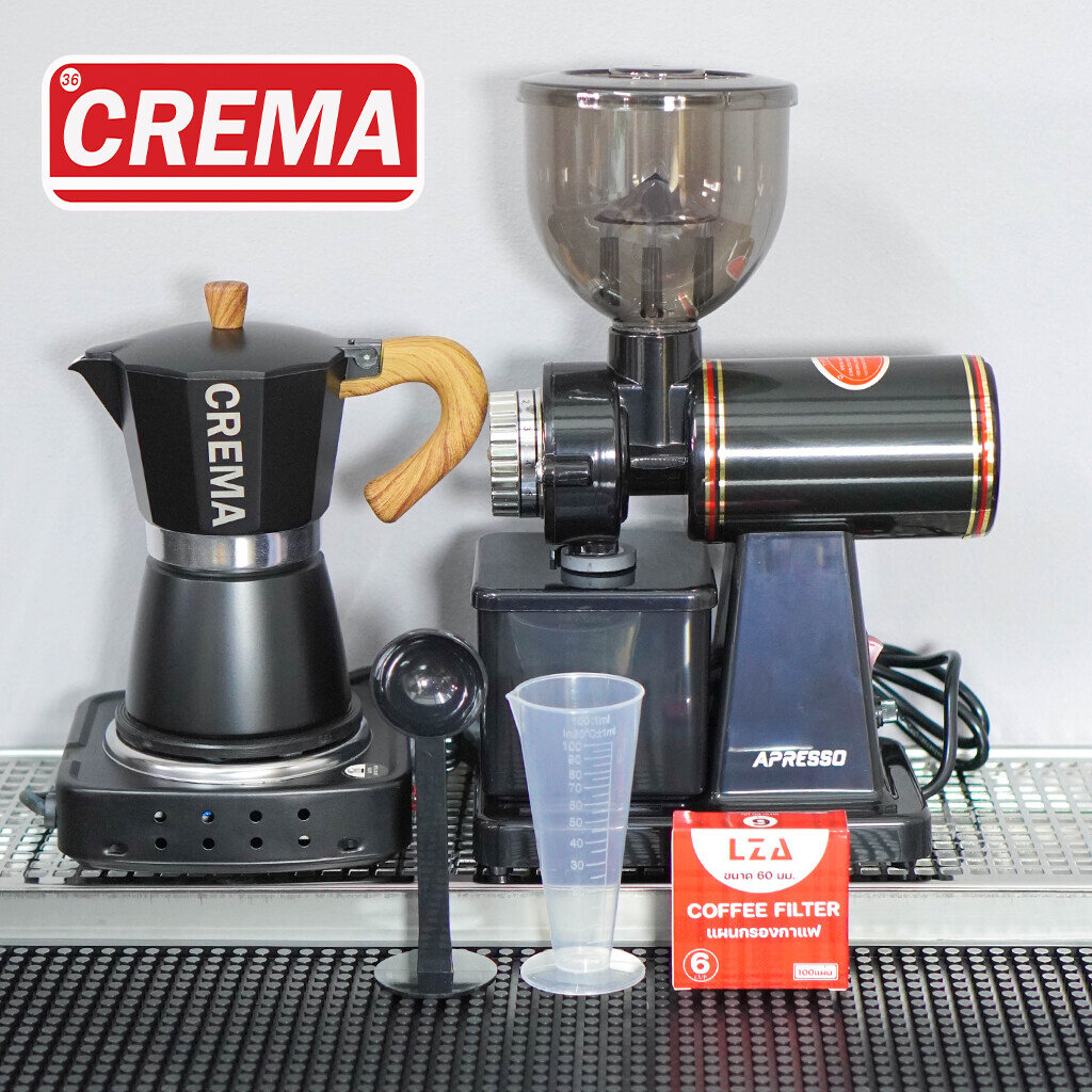ชุดเปิดร้านกาแฟ โมก้าพอท MOKA POT CREMA27 : พร้อมสูตรชงเปิดร้าน 16 20 22 ออนซ์