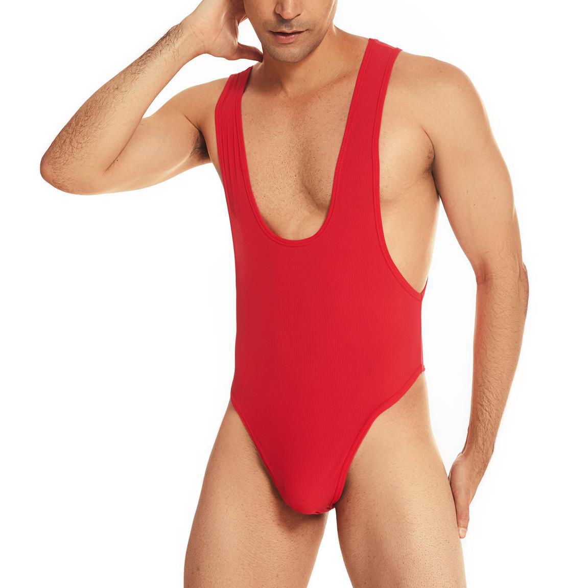 Sexyboy บอดี้สูทชาย สีดำ / สีแดง SB924