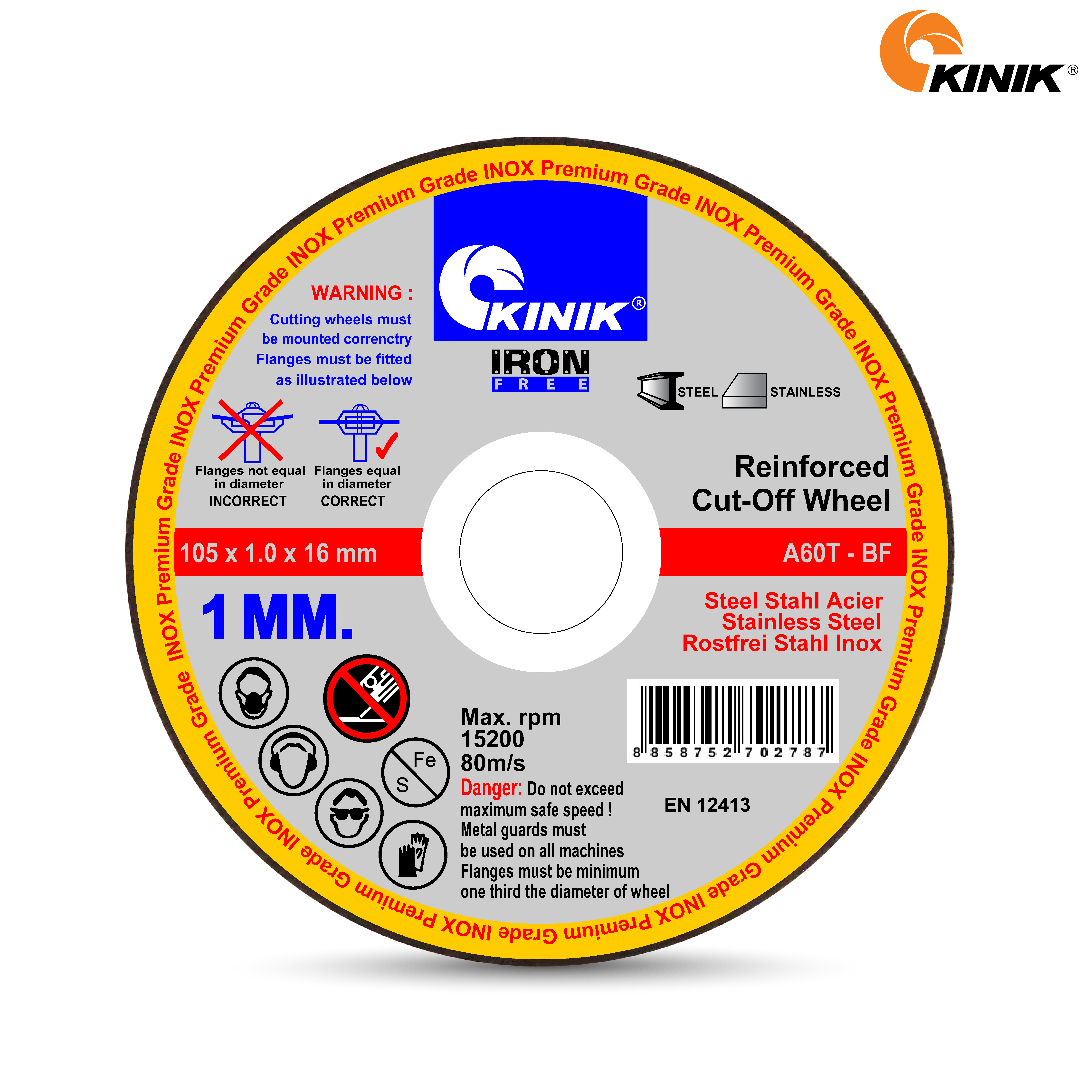แผ่นตัดบาง KINIK A60TBF2 105x1x16 mm.