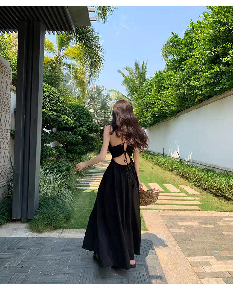 เดรสยาว โชว์หลัง พร้อมส่ง CN6826