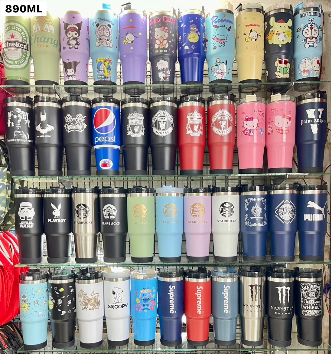 แก้วขอบสแตนเลส 890ML+หลอด