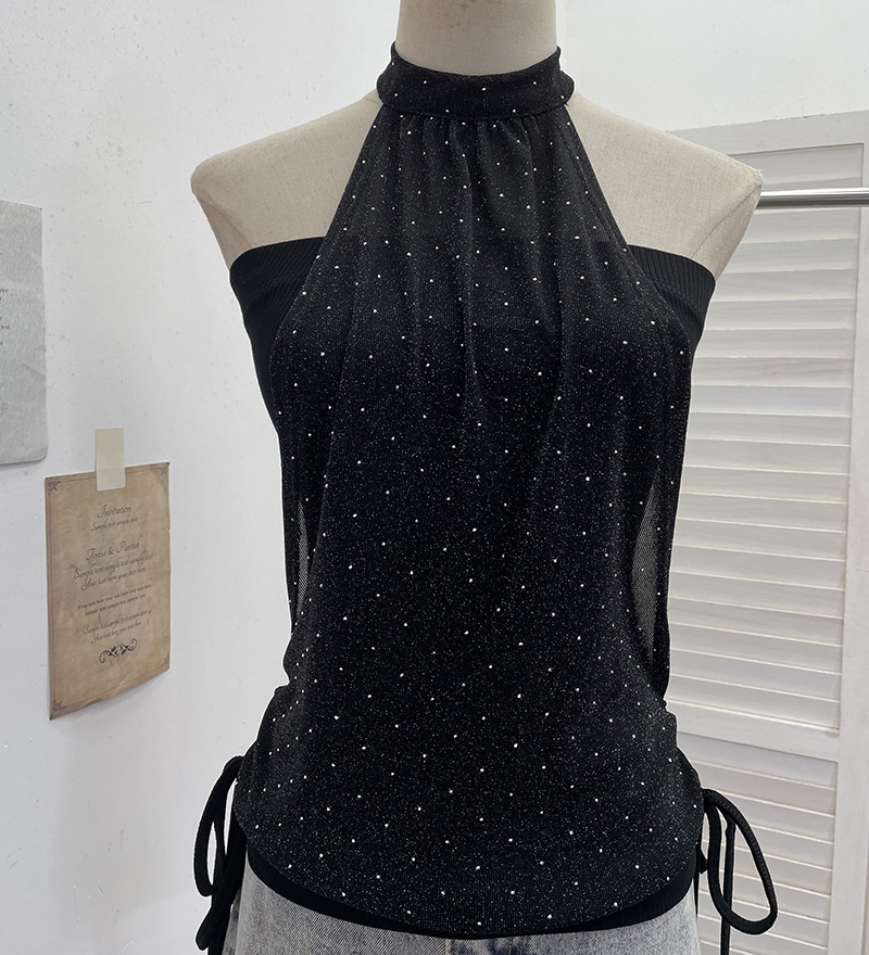 ส่งด่วนในไทย เสื้้อสายเดี่ยว สีดำ เลเยอร์ สไตล์เกาหลี พร้อมส่ง CN7563