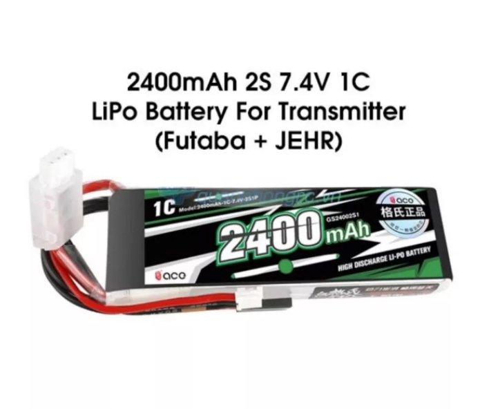 ACE 7.4V 2400mah 1C แบตสำหรับใส่รีโมท ขั้วปลั๊ก Futaba + JEHR T8FG , T12FG และรุ่นที่คล้ายๆกัน