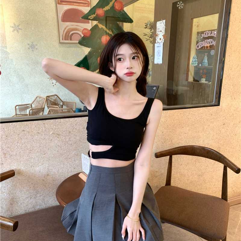 เสื้อครอป เสื้อยืด เว้าเอว เสริมฟองน้ำ SP047