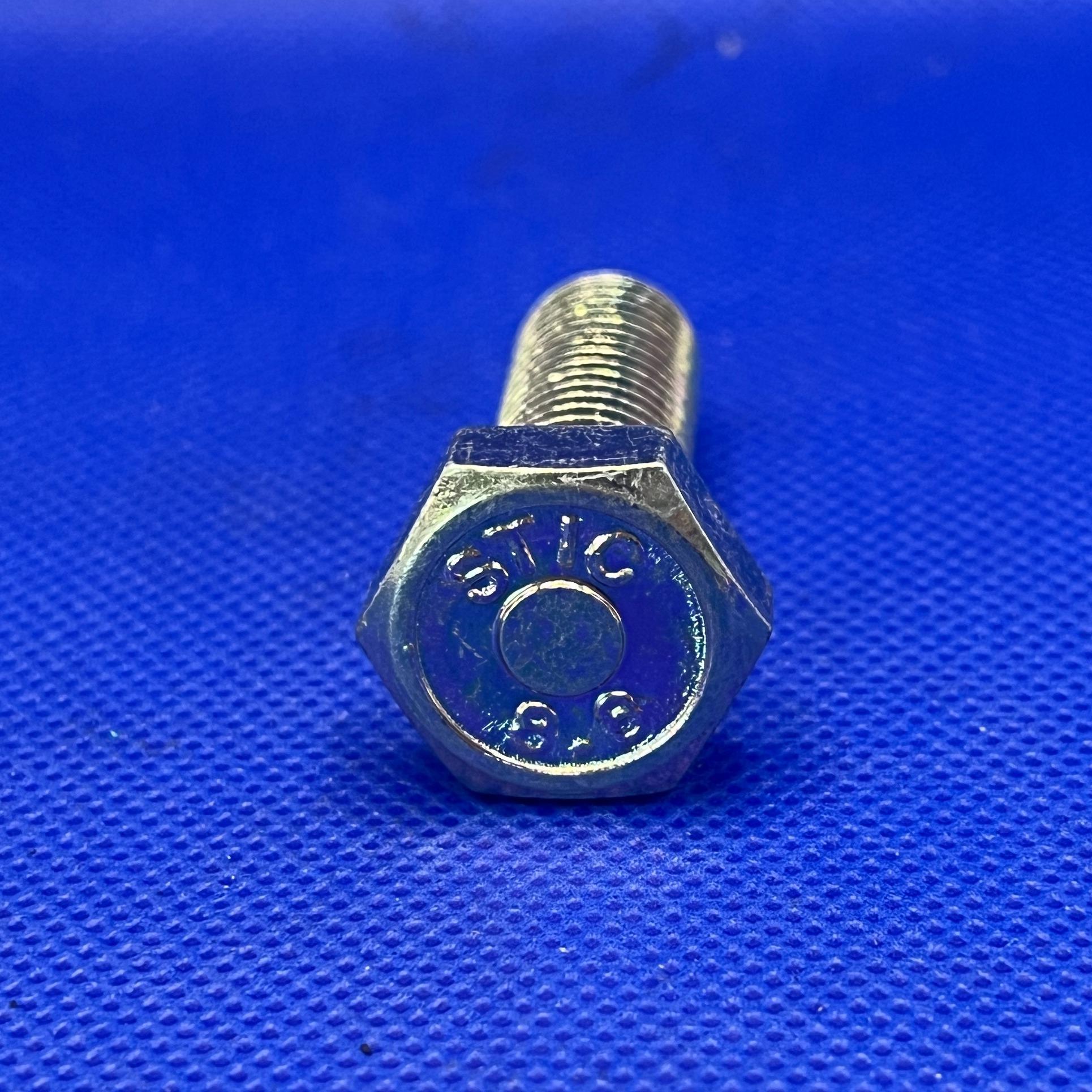 (6 ชิ้น) สกรูหัวเหลี่ยมมิลขาว M12x35mm เกลียว 1.75 เกลียวตลอด เกรด 8.8 ชุบซิงค์