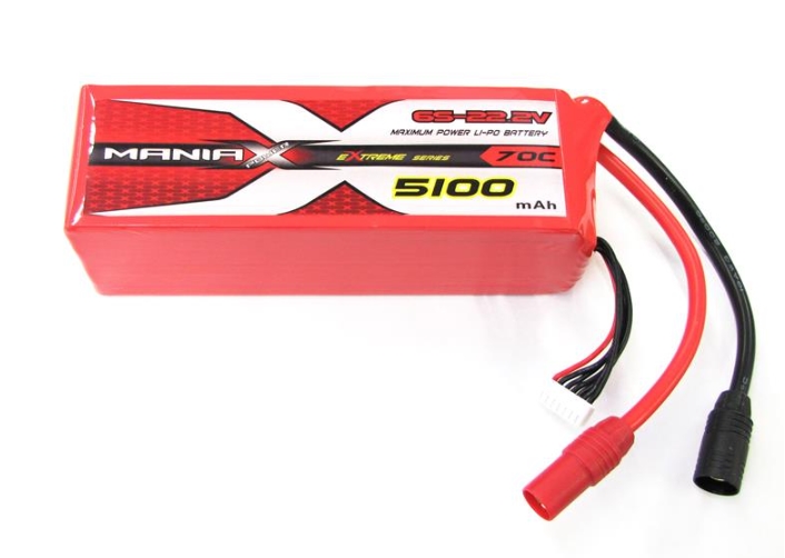 ManiaX 6S 22.2V 5100mAh 70C AS150 plug Lipo Battery Pack