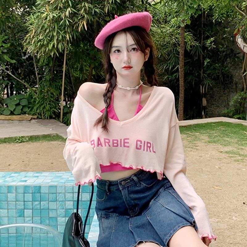 เสื้อครอป เสื้อแขนยาว 2 ชิ้น เสื้อครอปสไตล์เกาสหลี รหัส A401