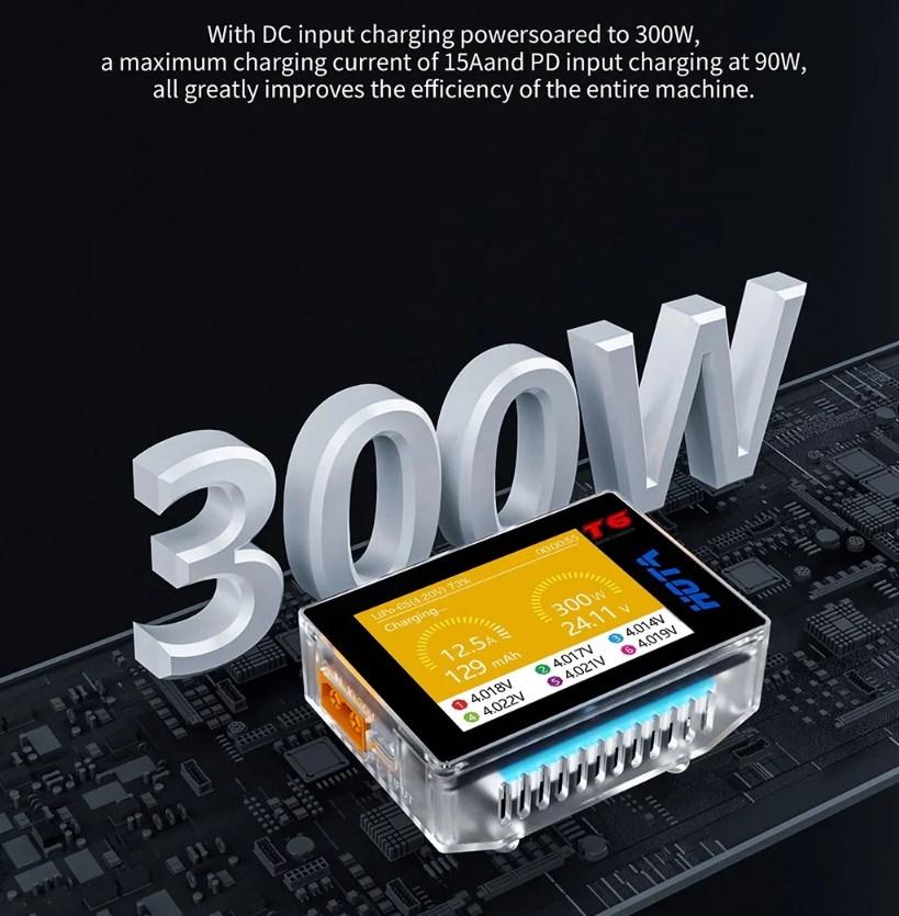 HOTA T6 DC 300W PD 90W 15A 1-6S LiPo Battery Charger