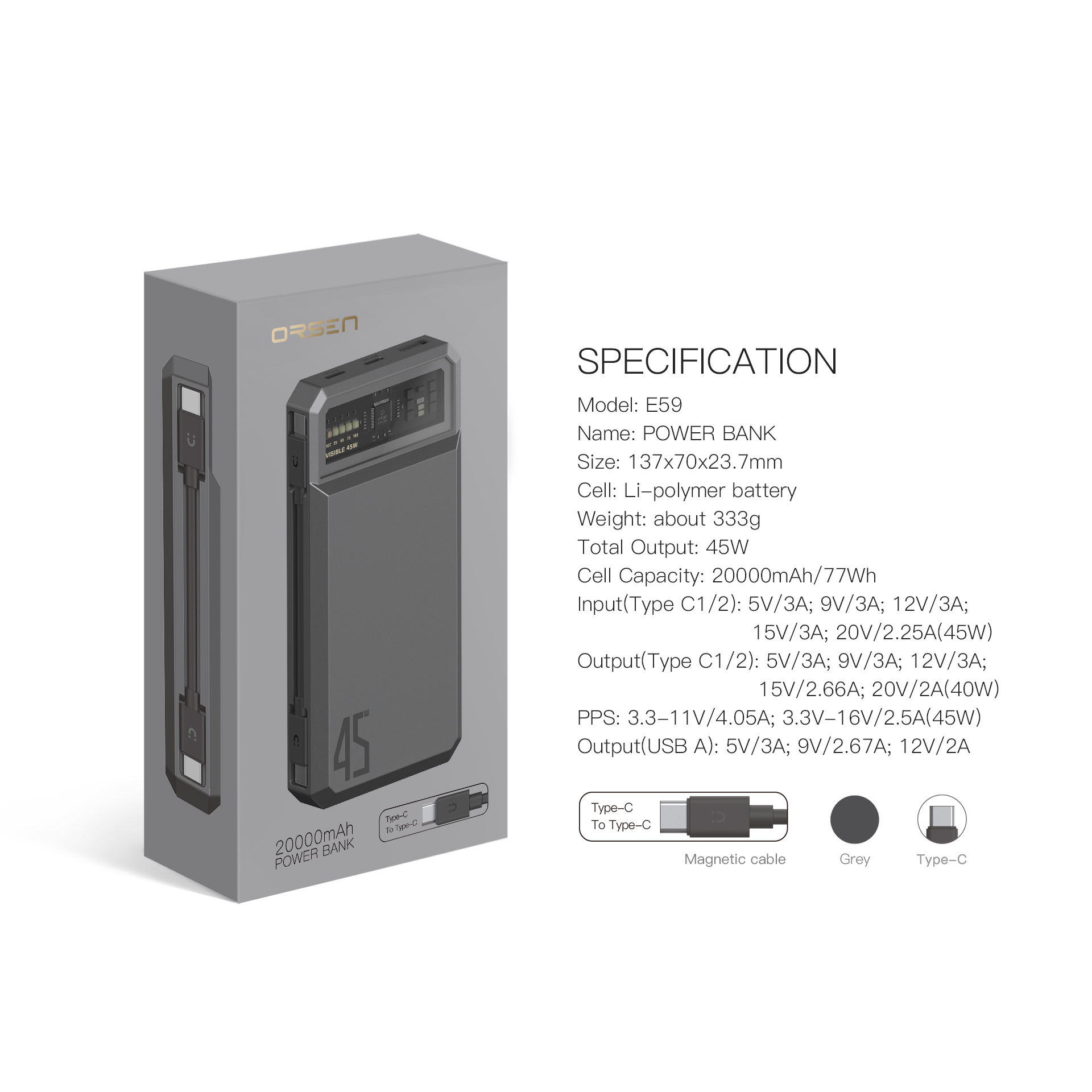 ELOOP/ORSEN E59 20000mAh 30W