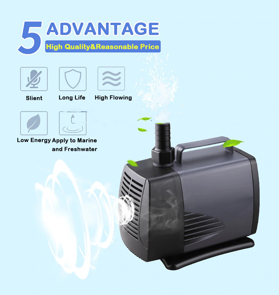 SOBO WP-7000(ปั๊มน้ำสำหรับทำระบบกรอง หมุนเวียนน้ำ ทำน้ำพุ น้ำตก ในตู้และอ่างเลี้ยงปลา ความแรง 5500 L/Hr.)