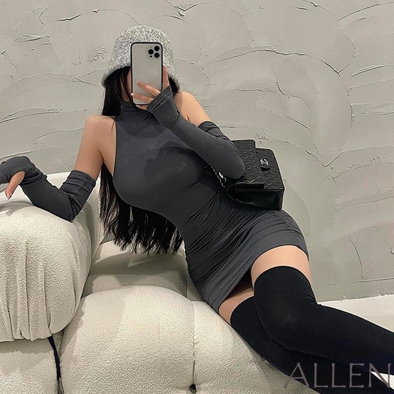 เดรสคอเต่า พร้อมปลอกแขน CN122