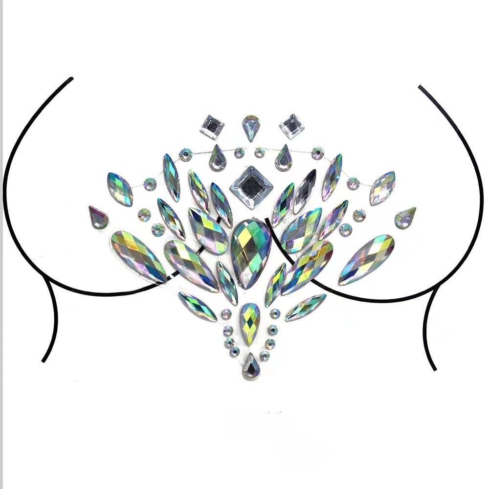 เพชรตกแต่งหน้าอก เพชรพลอย สติ๊กเกอร์ ติดงานปาร์ตี้ / ตกแต่งผม / Music Festival Party / EDM