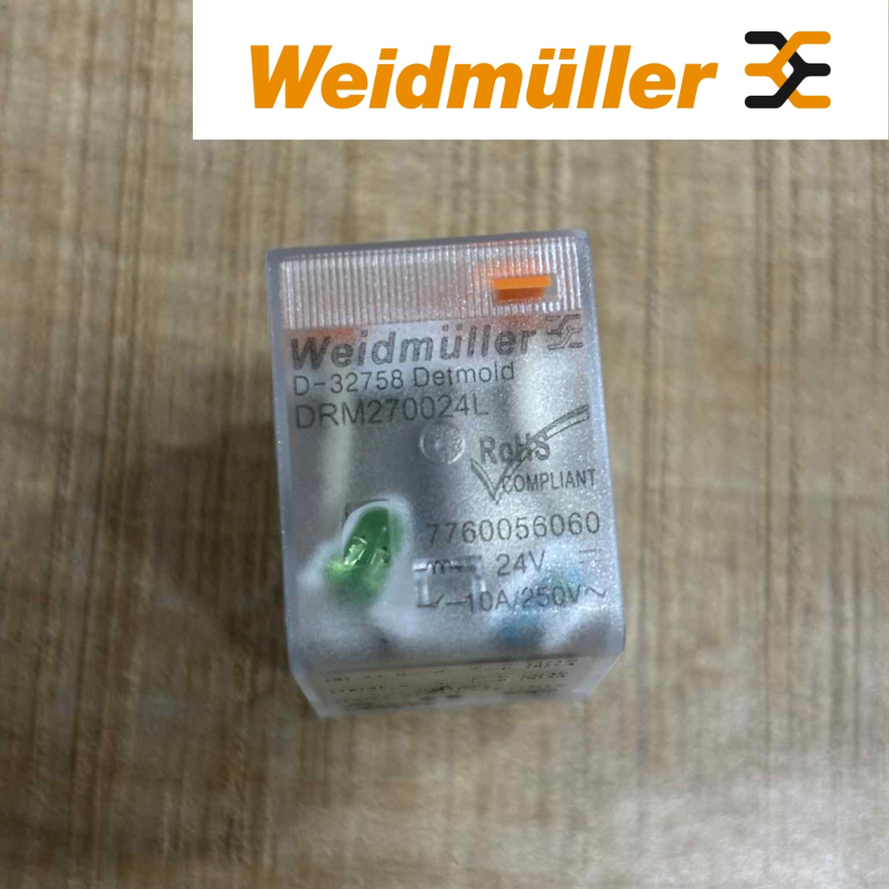 Weidmüller DRM270024L (7760056060) | Relay 24VDC, DPDT 10A, LED สถานะ
