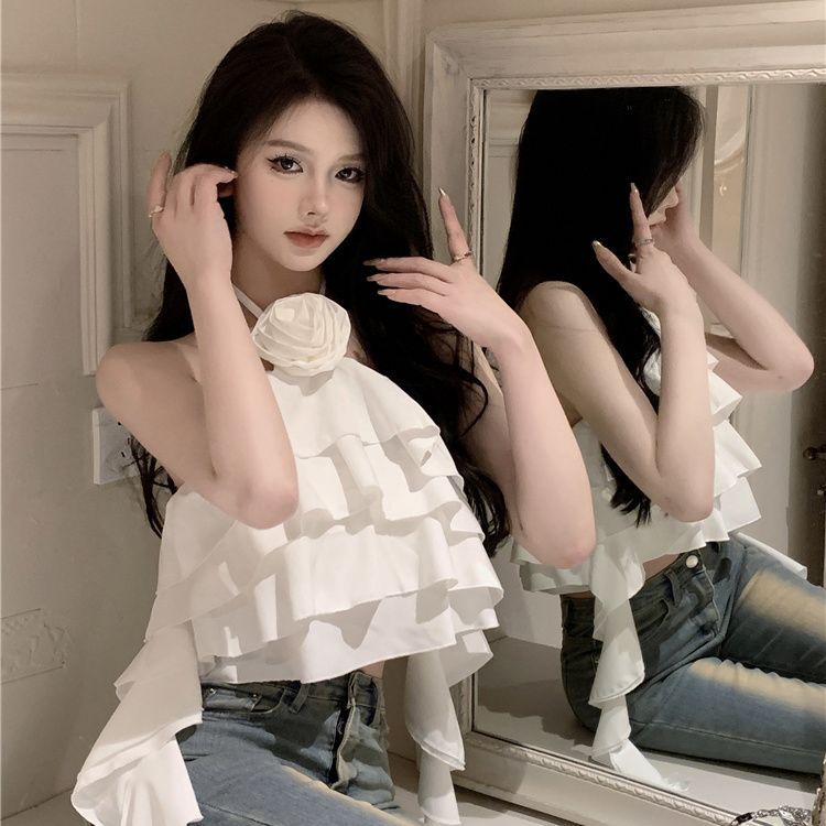 เสื้อสายเดี่ยว ขนมชั้น+กุหลาบ รหัส GB60136