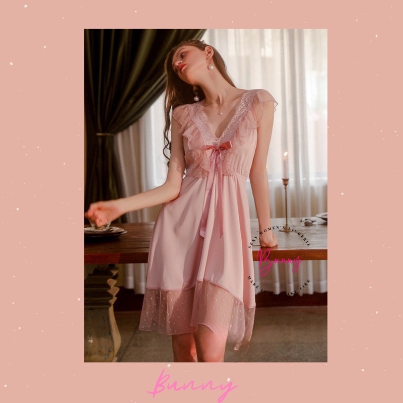 ชุดนอนน่ารัก ชุดนนอนสไตล์ฝรั่งเศษ 💥พร้อมส่ง💥