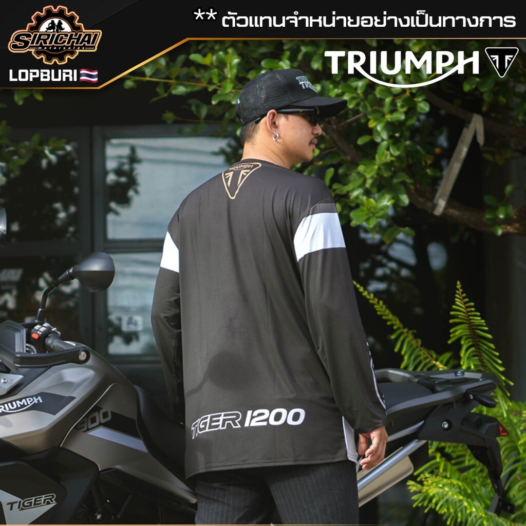 Triumph TIGER 1200 BLACK & WHITE LONG SLEEVE JERSEY ของแท้ 100%✅ MTLS22404