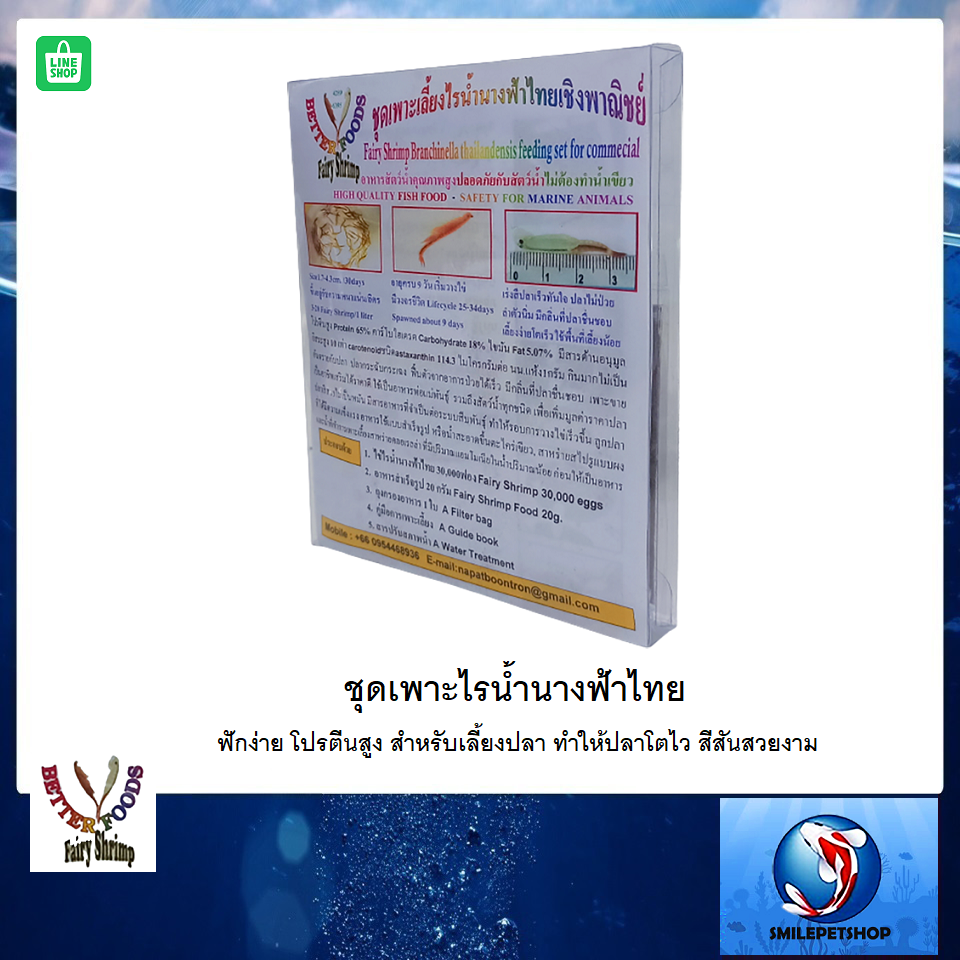 ชุดเพาะไรน้ำนางฟ้าไทย (ชุดเพาะไรน้ำนางฟ้า Fairy Shrimp Cysts ฟักง่าย โปรตีนสูง ทำให้ปลาโตไว สีสันสวยงาม)