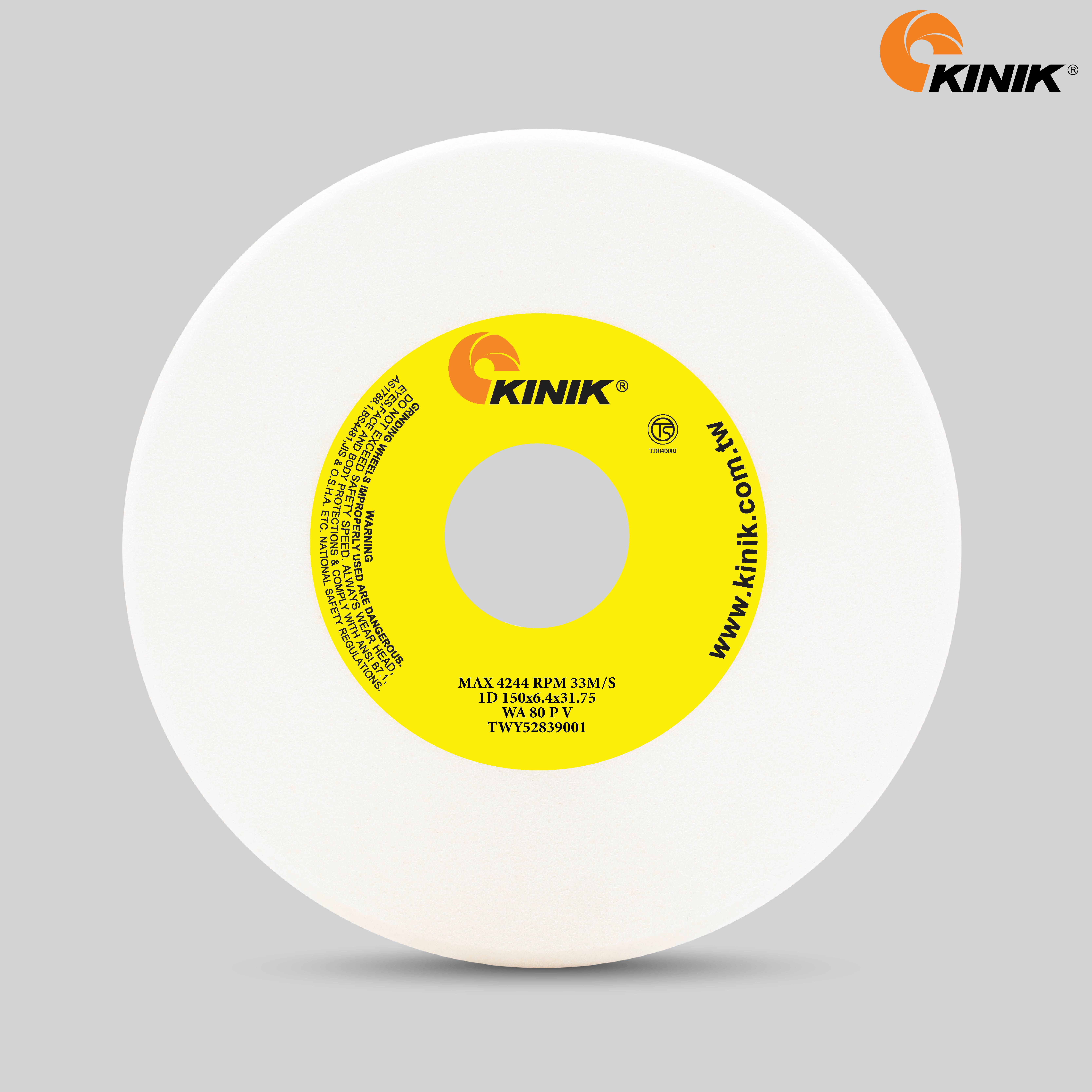 หินเจียรใบเลื่อย KINIK WA80PV1D 150x6.4x31.75 mm.