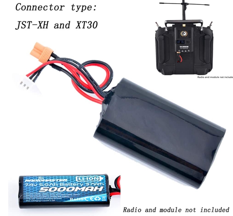 Radiomaster TX16S Li-ion Battey 5000mAh 2S 7.4V XT30 JST-XH Plug TX16s Transmitter