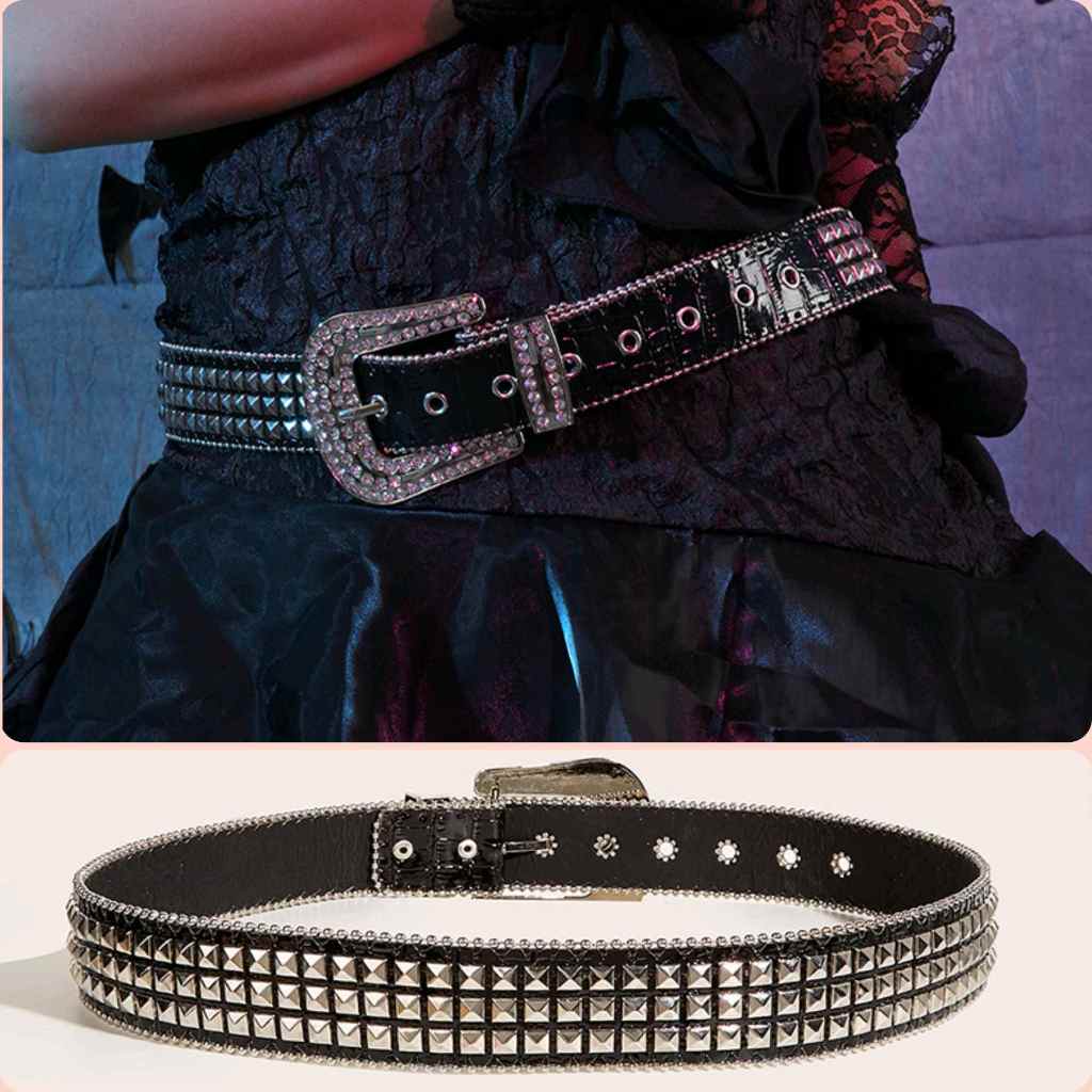 เข็มขัด หัวเข็มขัดเพชร Rhinestone สำหรับผู้หญิง CG018