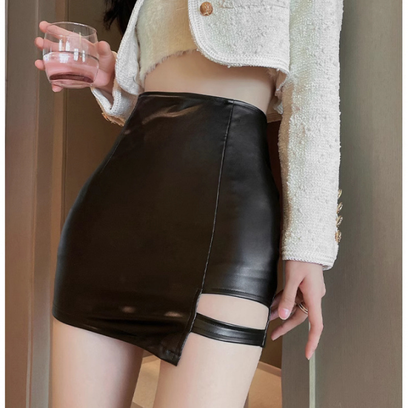 กระโปรงหนัง แต่งดีเทลขาเซ็กซี่ JB7100 พร้อมส่งในไทย