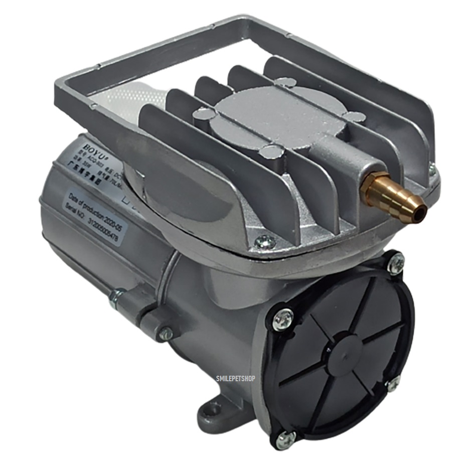 BOYU ACQ-906 (ปั๊มลมต่อแบตเตอรี่ DC 12V ต่อแบตเตอรี่รถยนต์ ใช้กรณีไฟดับ ขนย้ายสัตว์น้ำทางรถ แรงลม 120L/min)