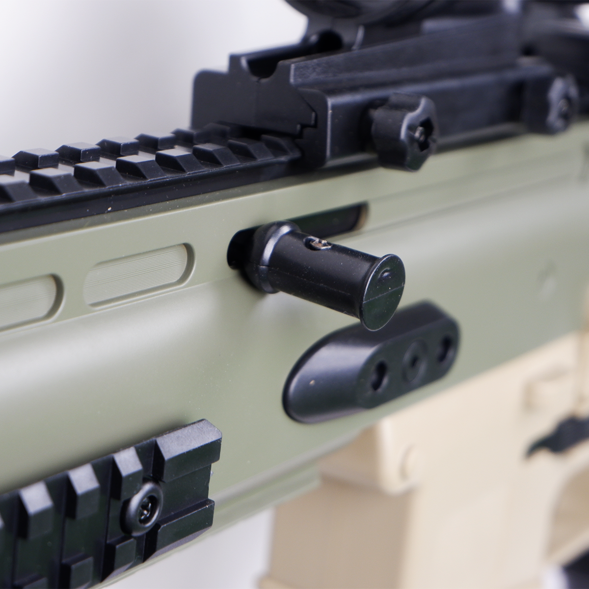 (30)SCAR สีทราย ตัวท็อป 220FPS ปืนเจลไฟฟ้า ของเล่นยิงรัวได้ Semi Auto ได้