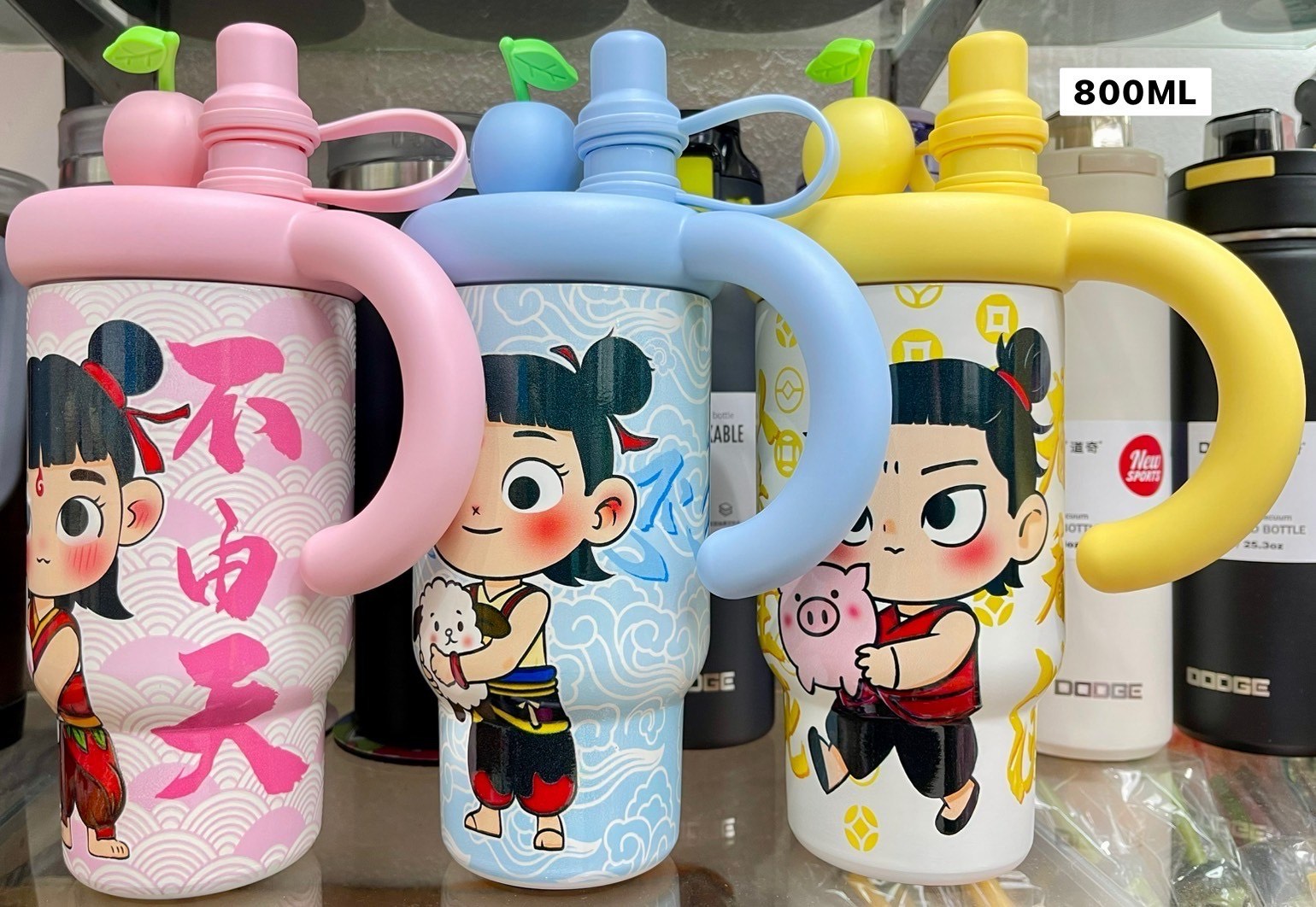 แก้วการ์ตูนนาจา ICE CUP 800ml มีด้ามจับ