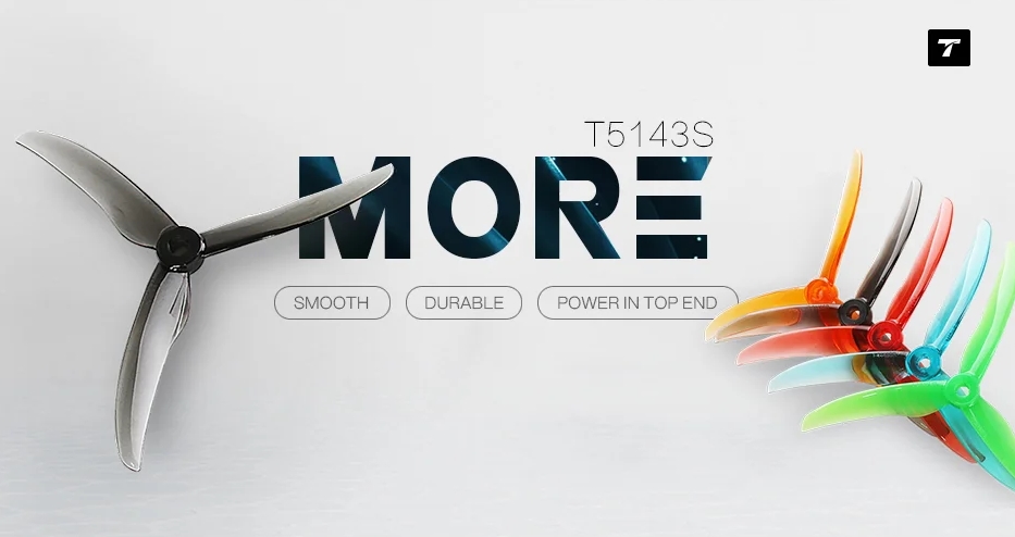 T-Motor T5143S Propeller 5.1x4.3x3 ใบพัดโดรน ฟรีสไตด์ 5นิ้ว 1ถุง 4ใบ สุ่มสี
