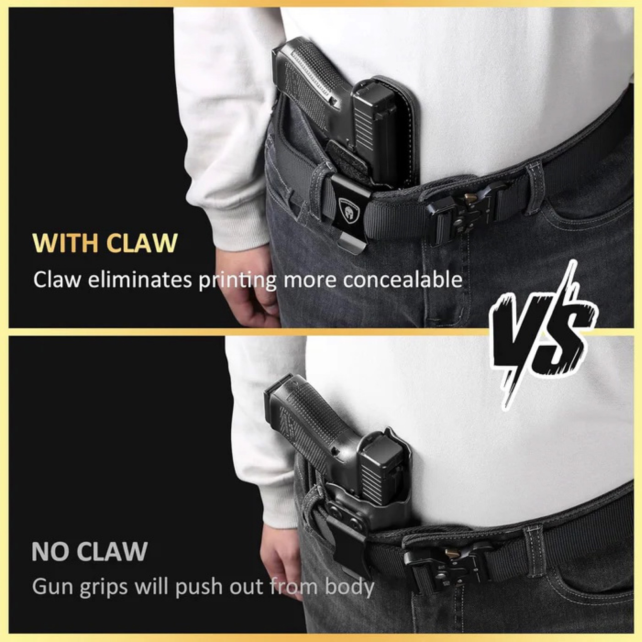 ซองพกใน Kydex + หนัง G19/G17 (WARRIORLAND) ดำ