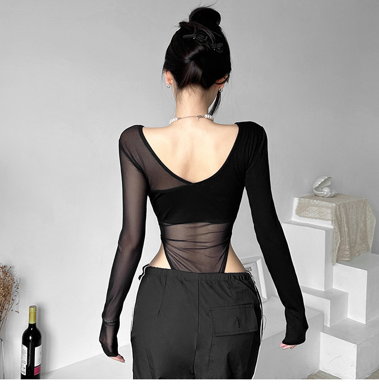 เสื้อบอดี้สูท ซีทรู แขนยาว พร้อมส่งในไทย รหัสCN5079