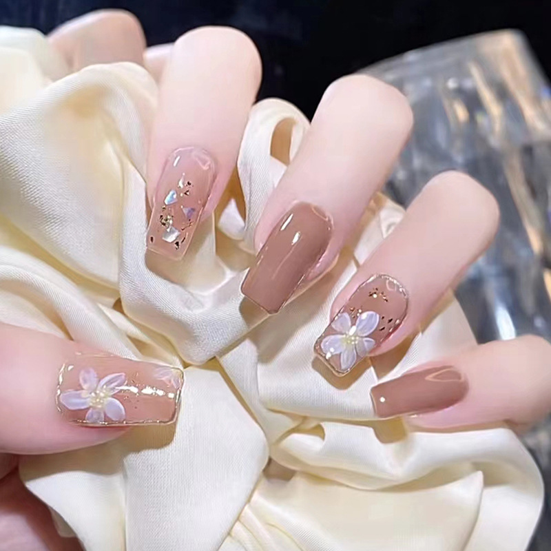 PPHOO✨# เล็บปลอม ยาวกลาง สีสวย กล่อง 24 ชิ้น