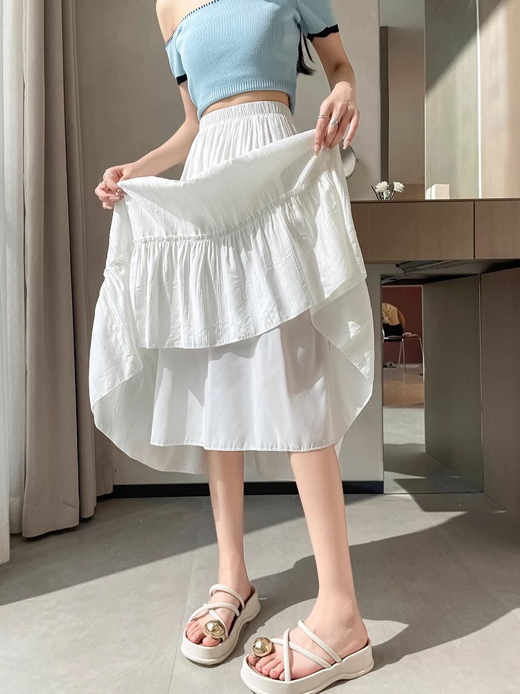 ส่งด่วนในไทย กระโปรง ซับในกางเกง แต่งระบายมินิโบว์ พร้อมส่ง JB018