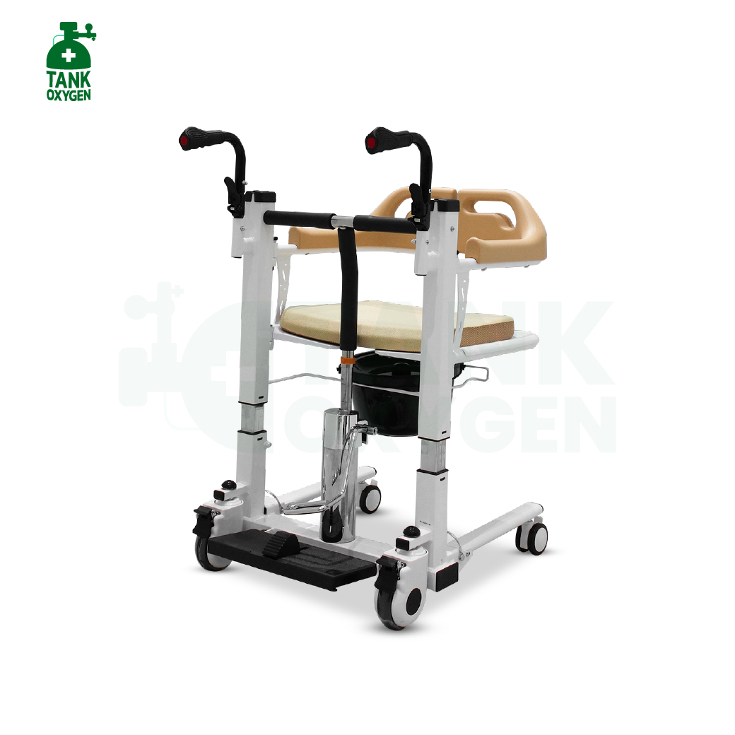 รถเข็นเคลื่อนย้ายคนไข้ (Hydraulic Transfer Chair) รุ่น YK-TC0006 ปรับระดับแบบแมนนวล รับประกัน 2 ปี